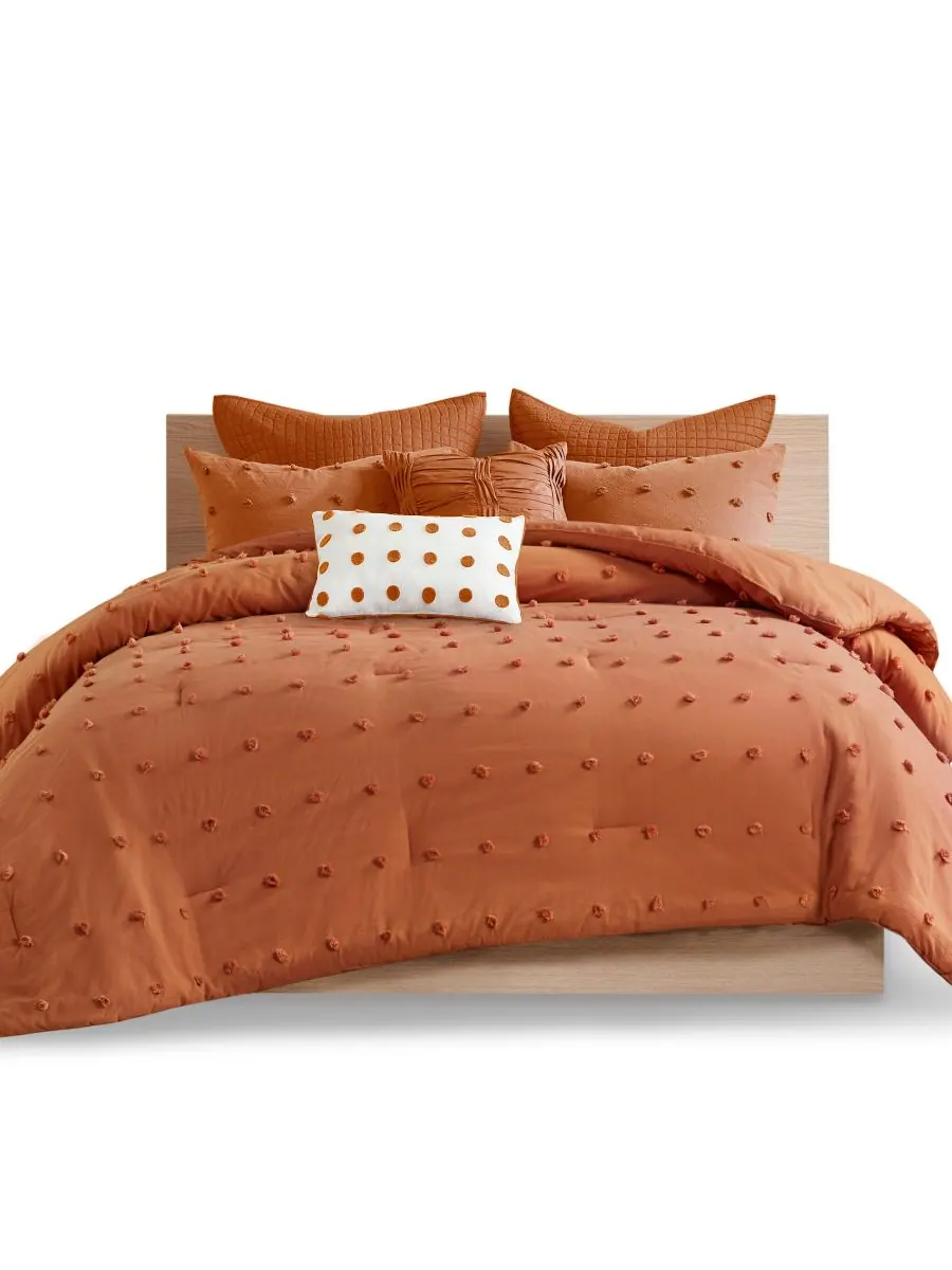Комплект постельного белья Brooklyn из 7 предметов, жаккардовый хлопковый, размер Full/Queen — изображение 5 из 10, красный