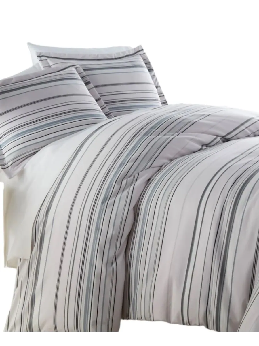 Комплект постельного белья в полоску, 3 предмета, размер King Southshore Fine Linens — изображение 3 из 5, серый
