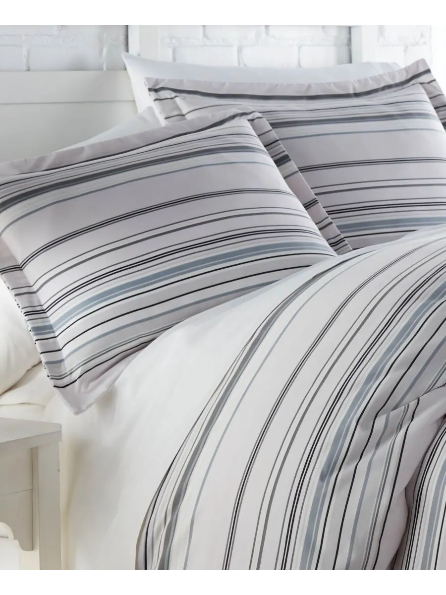 Комплект постельного белья в полоску, 3 предмета, размер King Southshore Fine Linens — изображение 5 из 5, серый