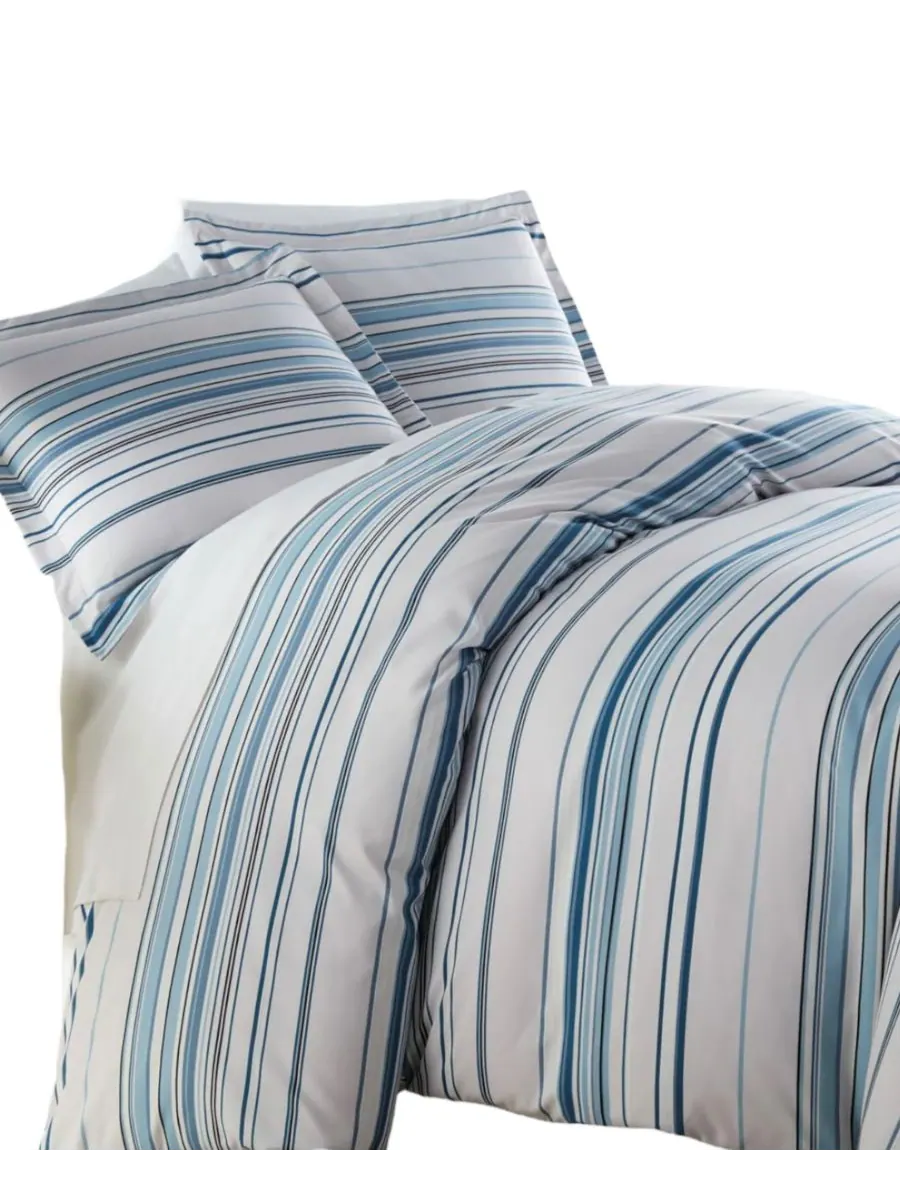 Комплект постельного белья в полоску, 3 предмета, размер King Southshore Fine Linens — изображение 3 из 5, синий