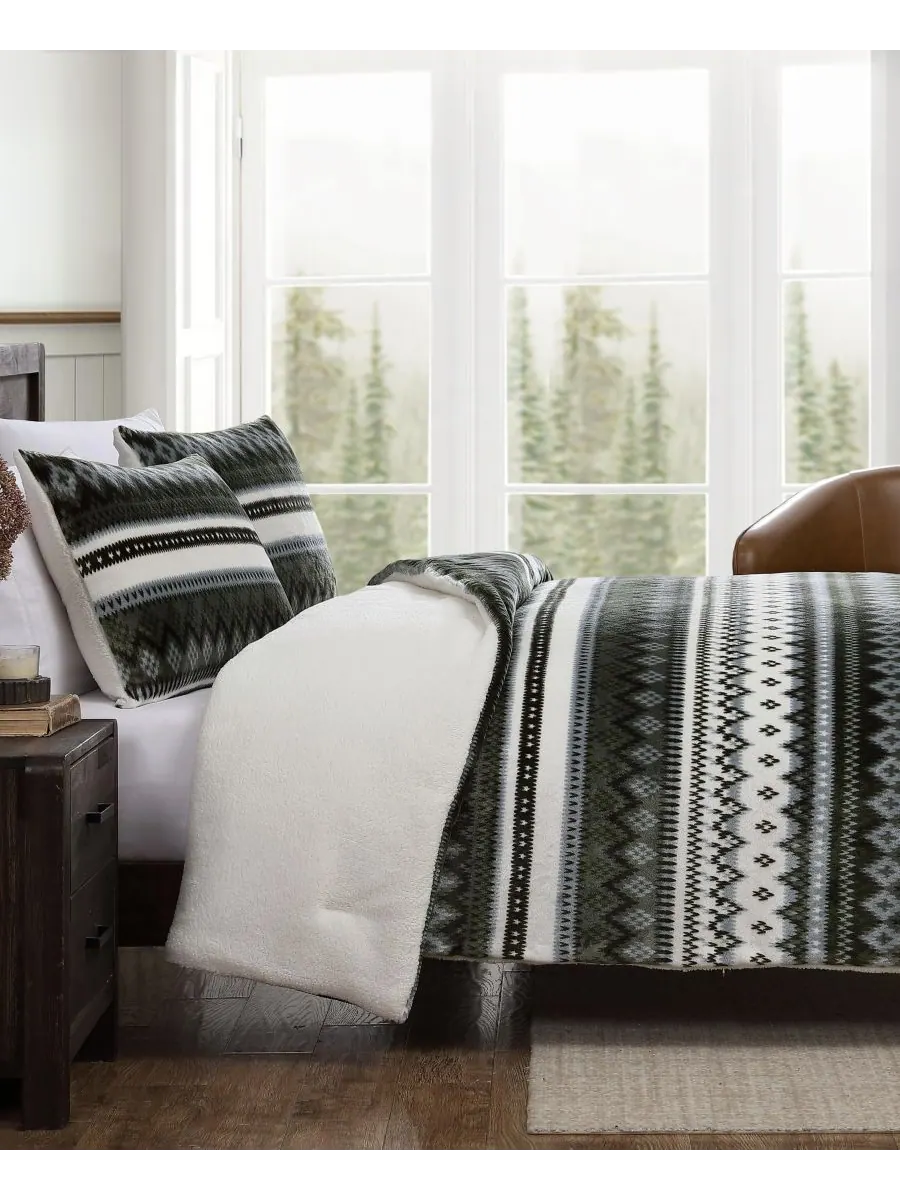 Комплект постельного белья Shelton Fair Isle Plush из 3 предметов, размер Full/Queen Eddie Bauer — изображение 4 из 8, серый