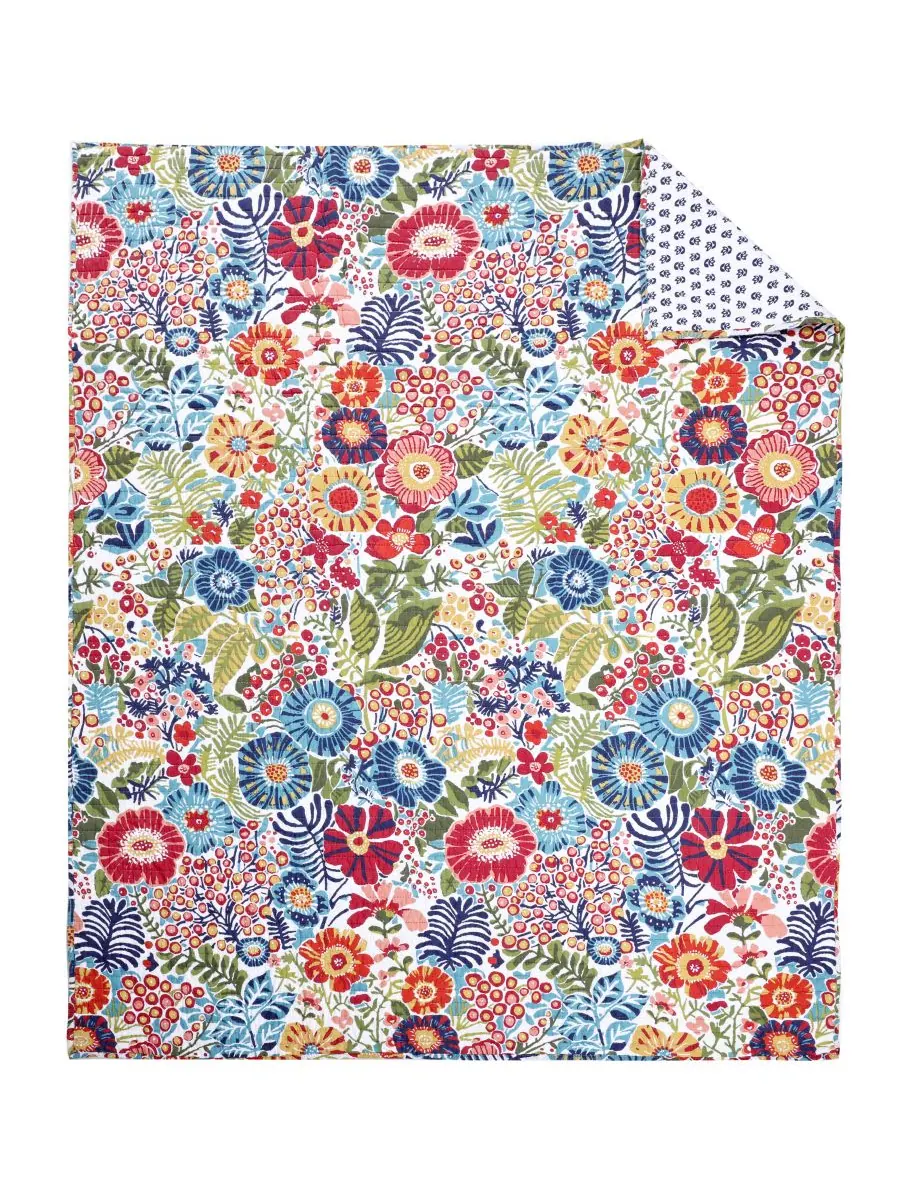 Двустороннее стеганое покрывало Night Garden, 50 x 60 дюймов Levtex — изображение 4 из 5, кремовый