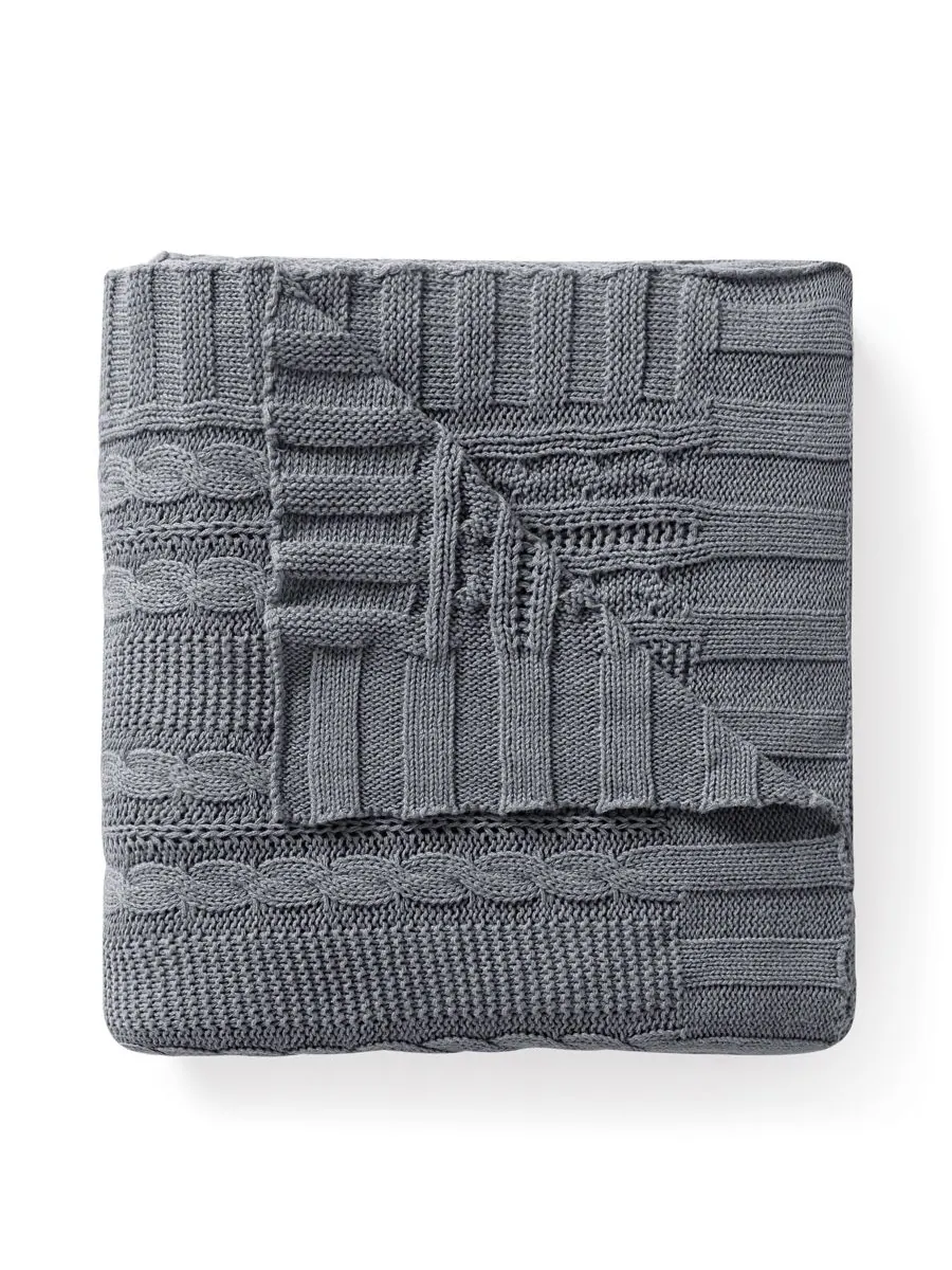 Плед Dublin Cable Knit, 50 x 70 дюймов VCNY Home — изображение 2 из 2, серый