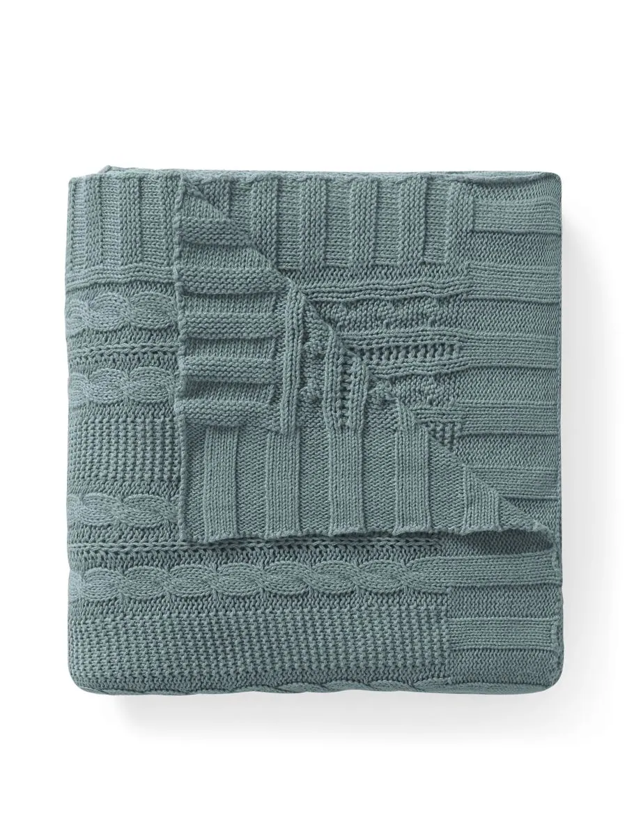 Плед Dublin Cable Knit, 50 x 70 дюймов VCNY Home — изображение 2 из 2, синий