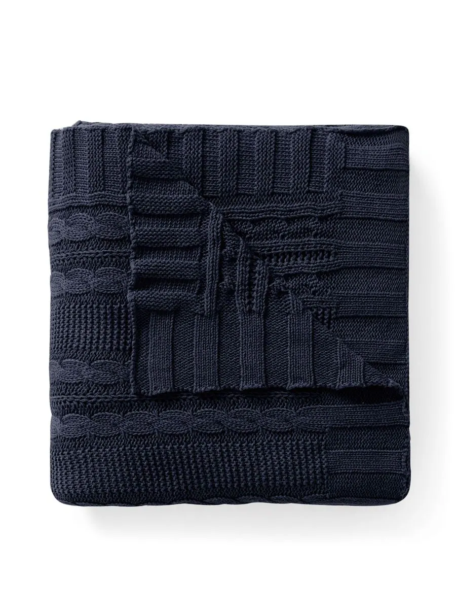 Плед Dublin Cable Knit, 50 x 70 дюймов VCNY Home — изображение 2 из 2, темно-синий