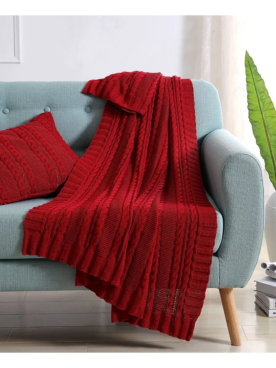 Плед Dublin Cable Knit, 127 x 178 см Vcny Home — изображение 1 из 2, красный