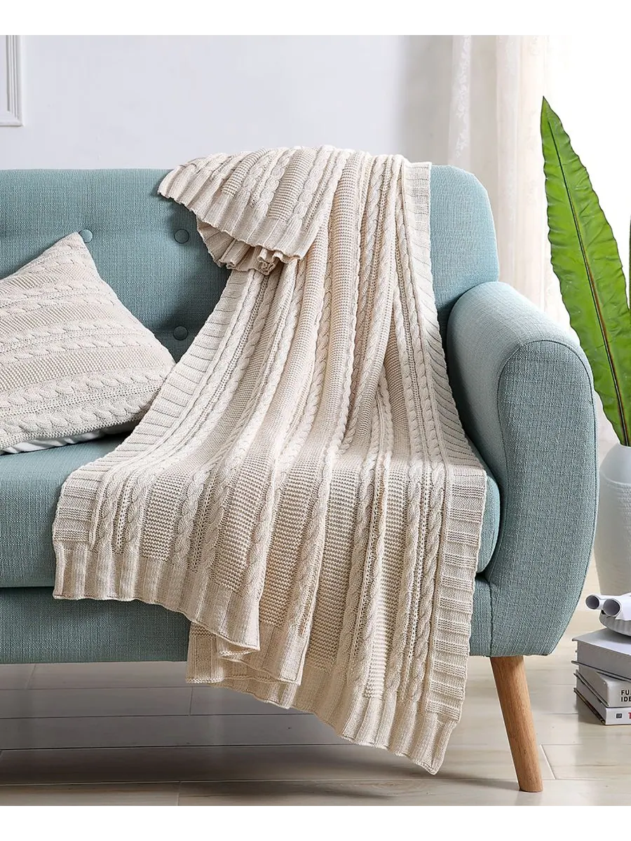 Плед Dublin Cable Knit, 50 x 70 дюймов VCNY Home — изображение 1 из 2, белый