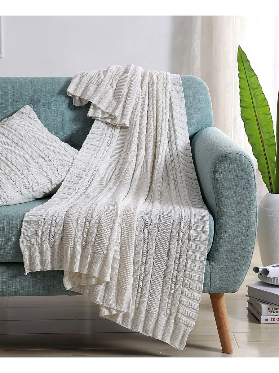 Плед Dublin Cable Knit, 50 x 70 дюймов VCNY Home — изображение 1 из 2, белый