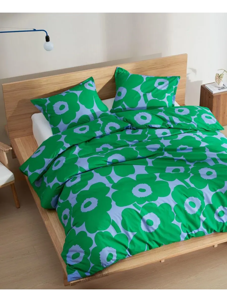 Комплект пододеяльника Unikko Cotton из хлопка Marimekko — изображение 3 из 8, зеленый синий
