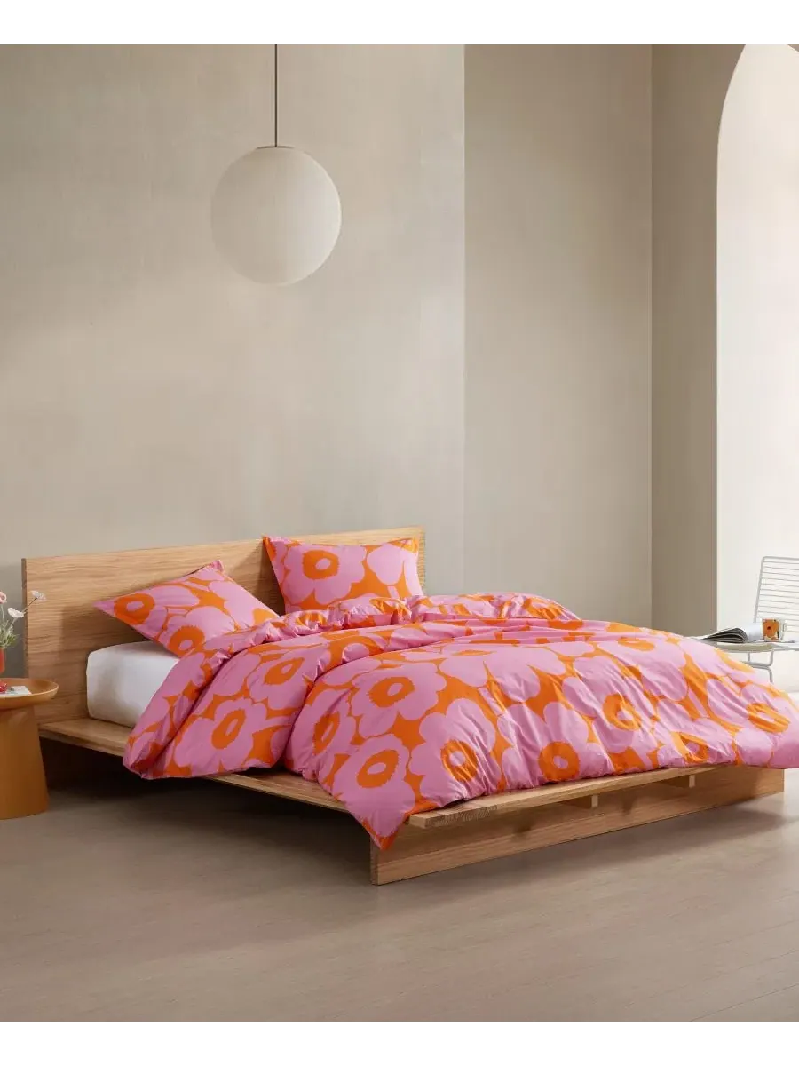 Комплект постельного белья Unikko Cotton Marimekko — изображение 2 из 8, розовый оранжевый