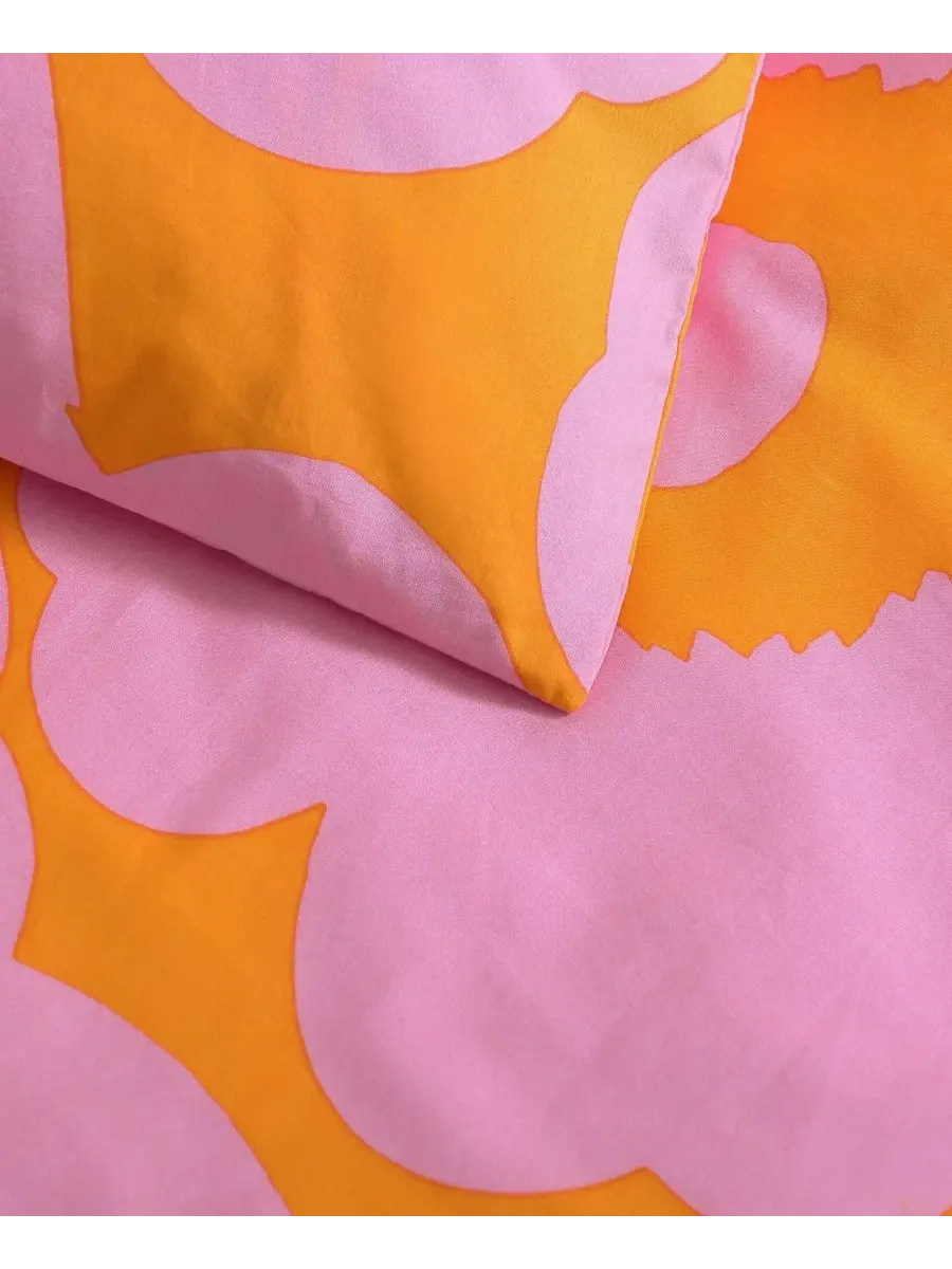 Комплект постельного белья Unikko Cotton Marimekko — изображение 4 из 8, розовый оранжевый