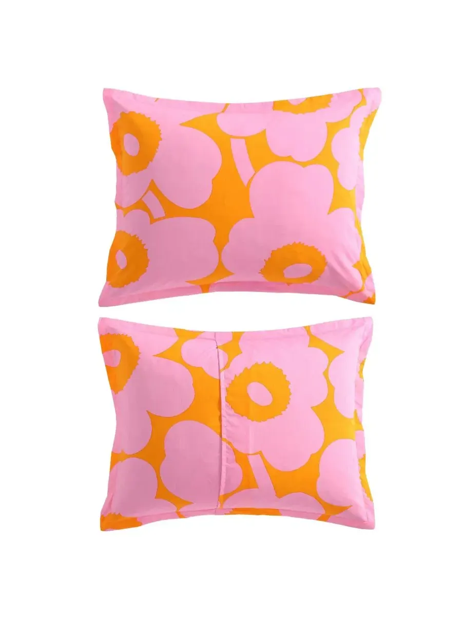 Комплект постельного белья Unikko Cotton Marimekko — изображение 7 из 8, розовый оранжевый