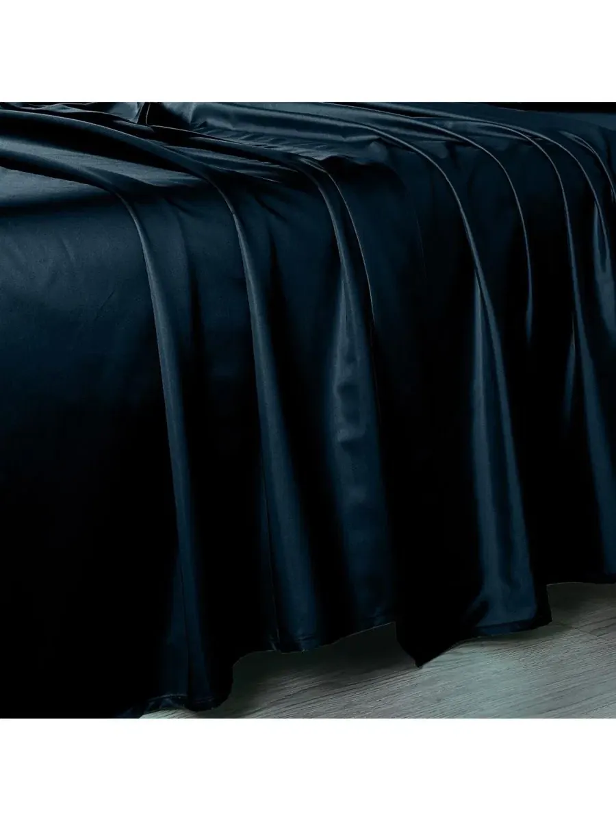 Простыня из сатина с 608 нитями, сверхбольшая, для кроватей king Egyptian Linens — изображение 1 из 4, черный