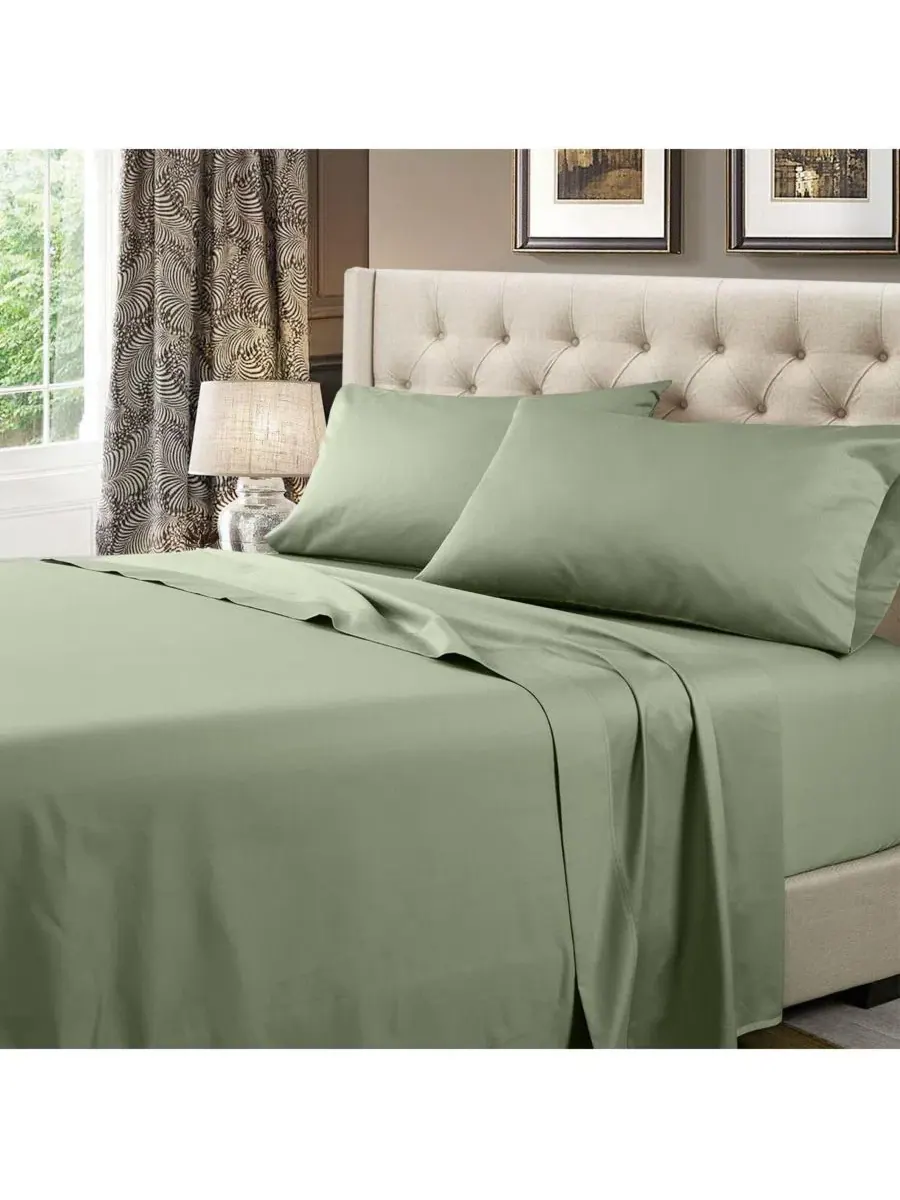 Простыня натяжная (flat sheet) увеличенного размера King, 305×284 см, 608 нитей, хлопковый сатин — изображение 3 из 4