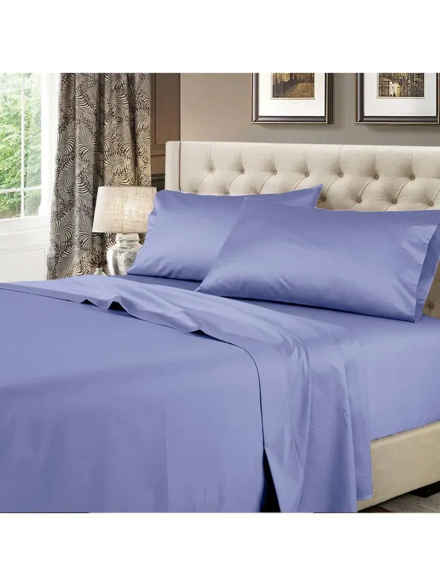 Простыня на резинке, 305x284 см, хлопковый сатин, 608 нитей Egyptian Linens — изображение 3 из 4, серый