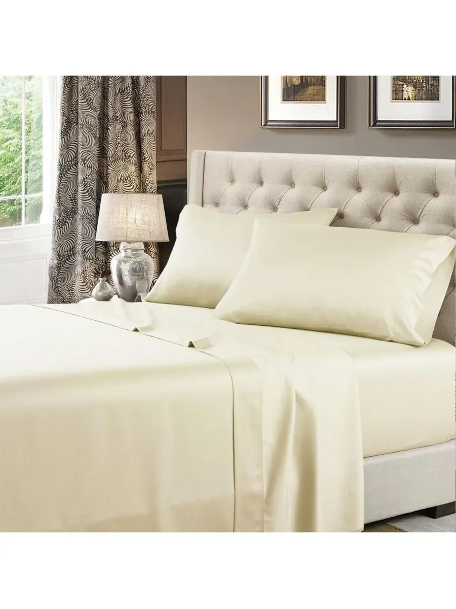 Простыня Oversized King Flat Sheet из хлопкового сатина 608 нитей Egyptian Linens — изображение 3 из 4, белый
