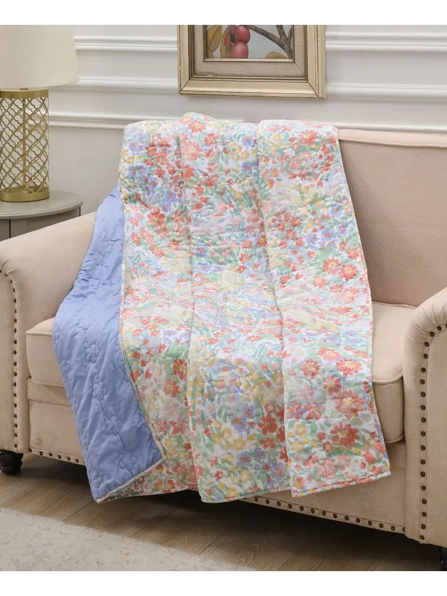 Плед-покрывало двусторонний Alice Reversible Cotton Blend Throw Greenland Home Fashions — изображение 2 из 7, мульти