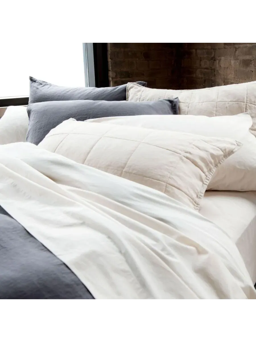 Комплект наволочек French Linen Quilted Sham Set Bokser Home, Putty Heather — изображение 6 из 6