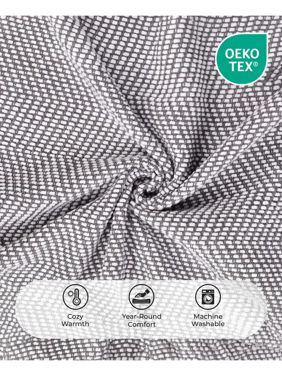 Плед хлопковый Chevron All Season Comfort Blanket Superior — изображение 4 из 8, темно-серый