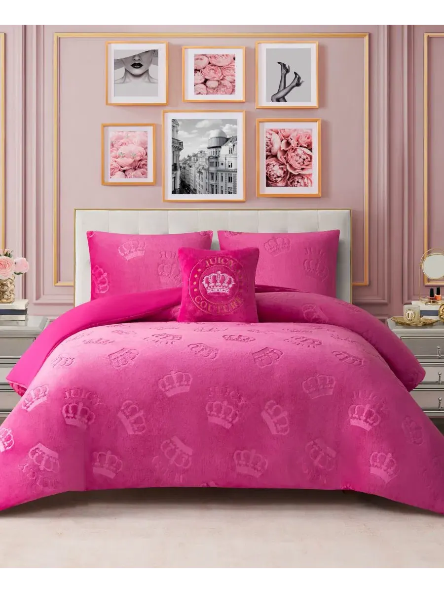 Комплект стеганого одеяла с тиснением короны, 3 предмета, Twin/Twin XL Juicy Couture