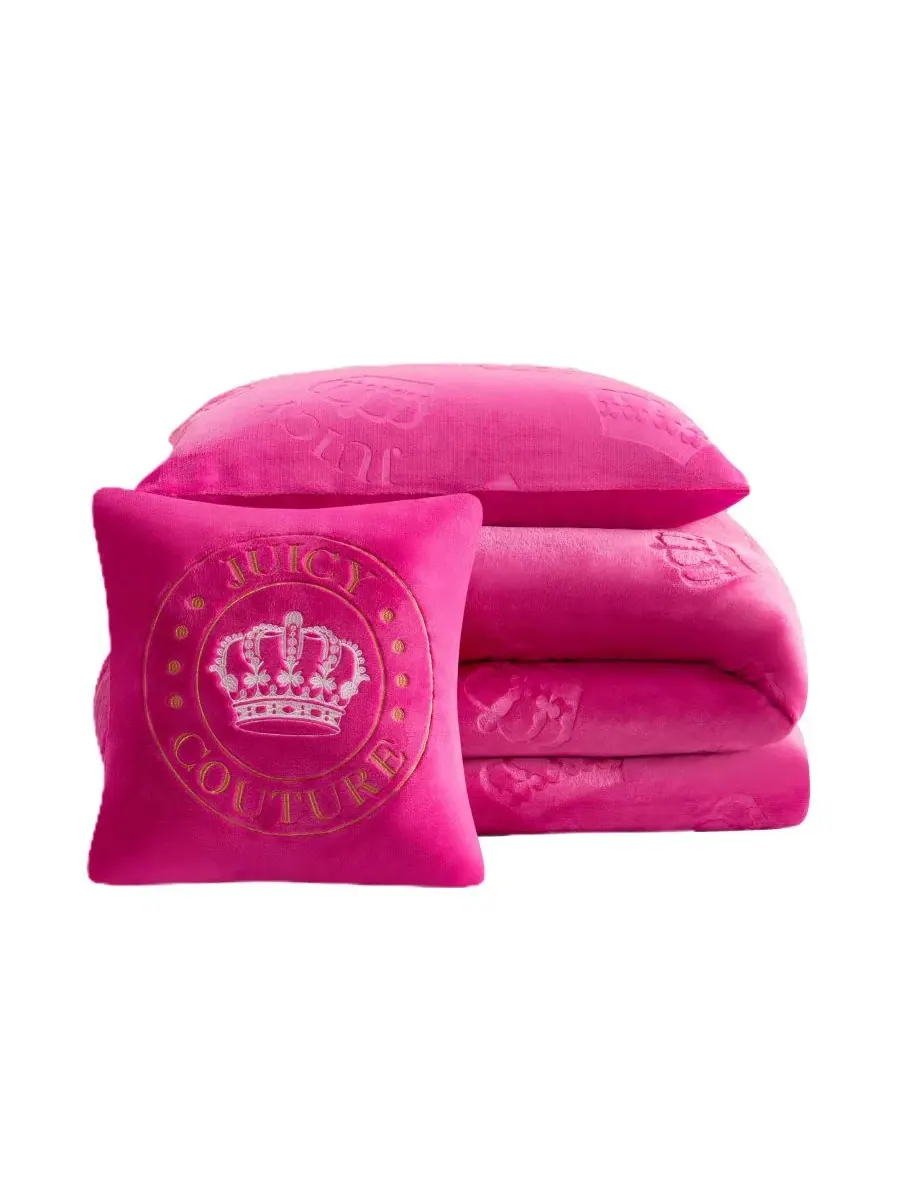 Комплект стеганого одеяла с тиснением короны, 3 предмета, Twin/Twin XL Juicy Couture — изображение 7 из 7, розовый