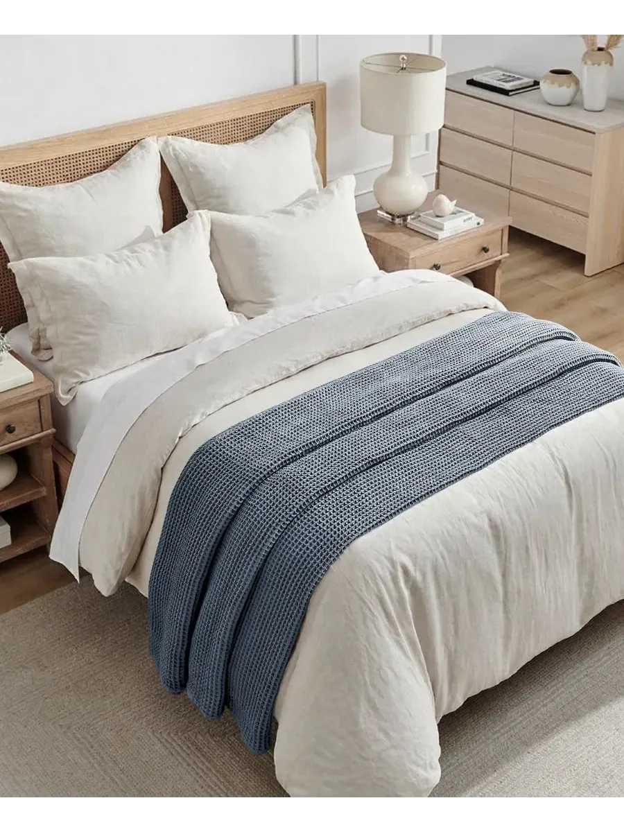 Покрывало вафельное с текстурой, King Levtex Home — изображение 3 из 5, темно-синий