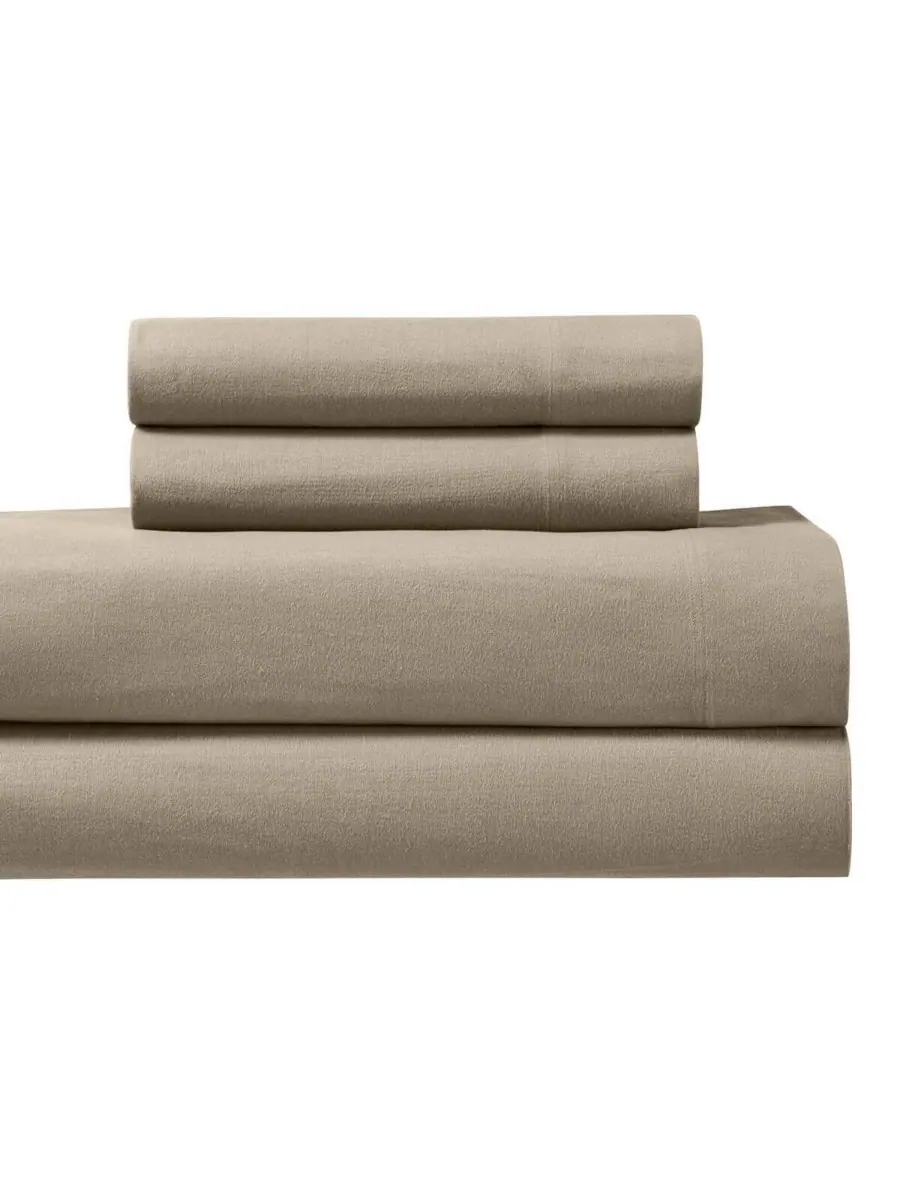 Комплект из 4 простыней из плотной фланели, размер Queen Egyptian Linens — изображение 2 из 3, серый