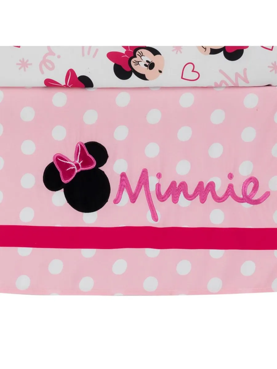 Lambs & Ivy Комплект постельного белья для детской кроватки Disney Baby Minnie Mouse Love из 3 — изображение 4 из 9, розовый