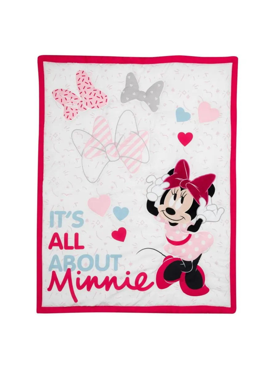 Lambs & Ivy Комплект постельного белья для детской кроватки Disney Baby Minnie Mouse Love из 3 — изображение 5 из 9, розовый