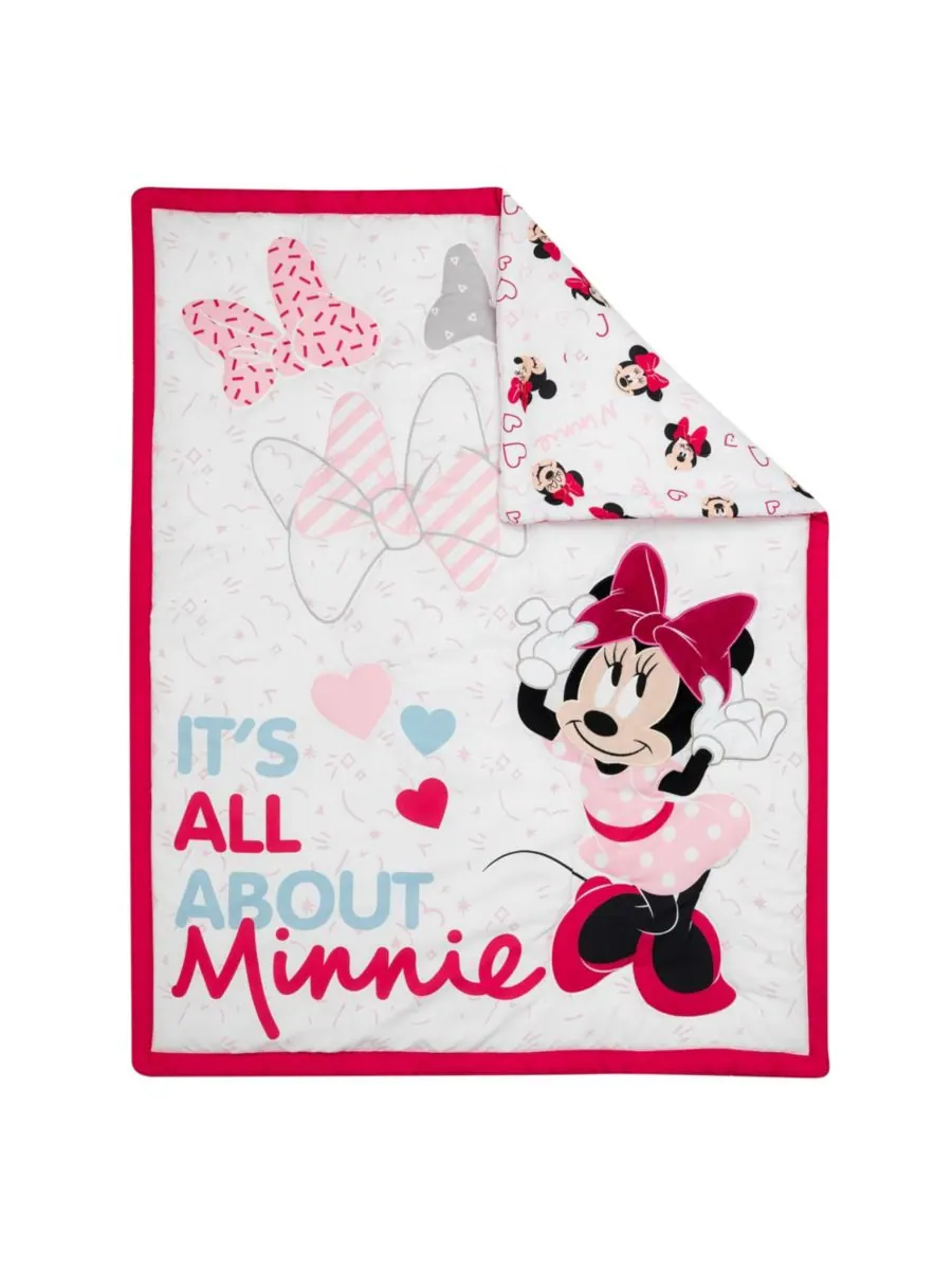 Lambs & Ivy Комплект постельного белья для детской кроватки Disney Baby Minnie Mouse Love из 3 — изображение 9 из 9, розовый