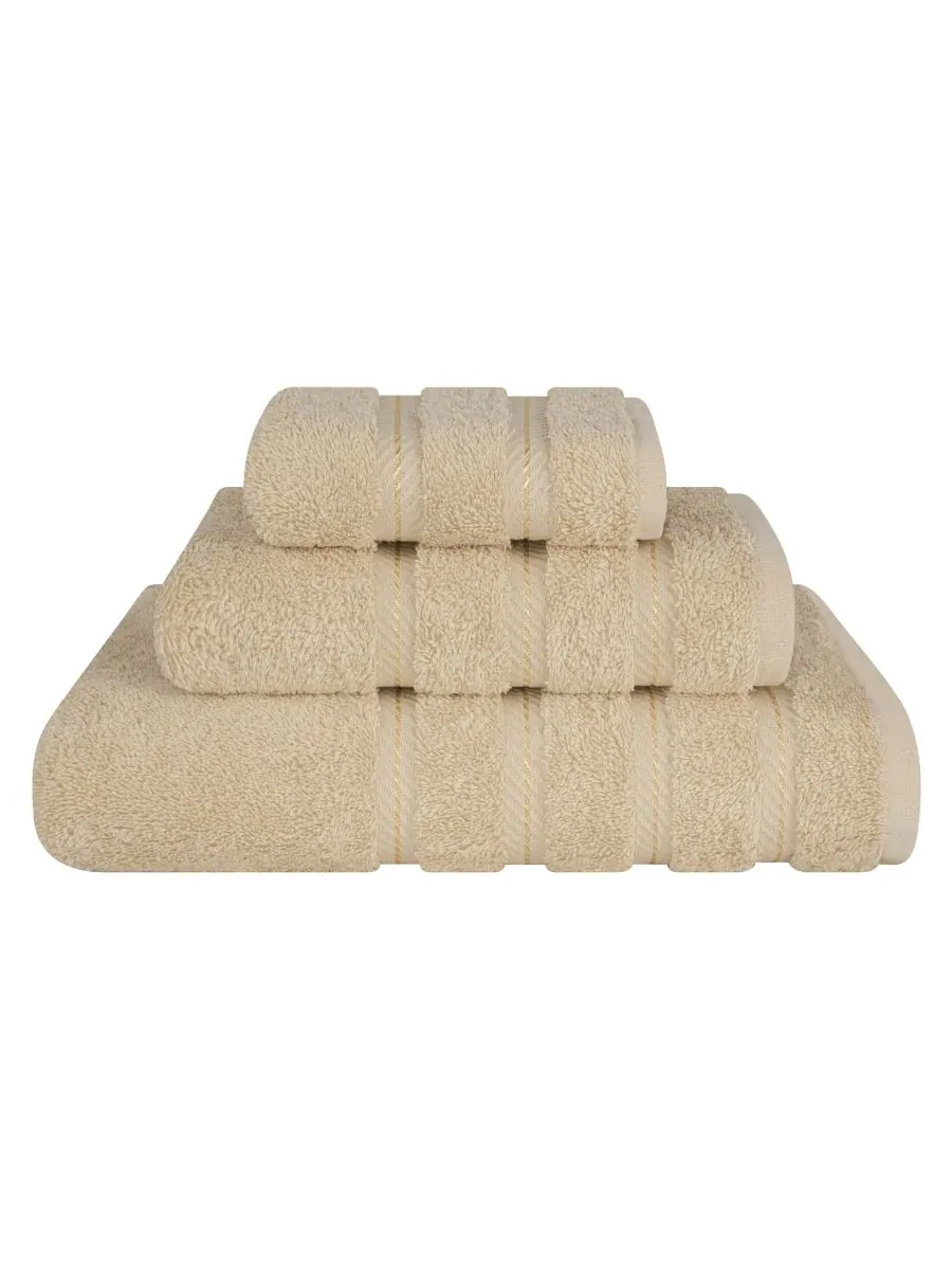 Набор из 3 банных полотенец Edison Premium из 100% турецкого хлопка American Soft Linen — изображение 1 из 5, бежевый