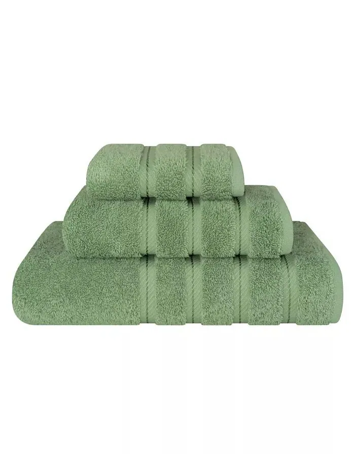 Набор банных полотенец American Soft Linen Edison Premium из 100% турецкого хлопка, 3 шт — изображение 1 из 5, зеленый