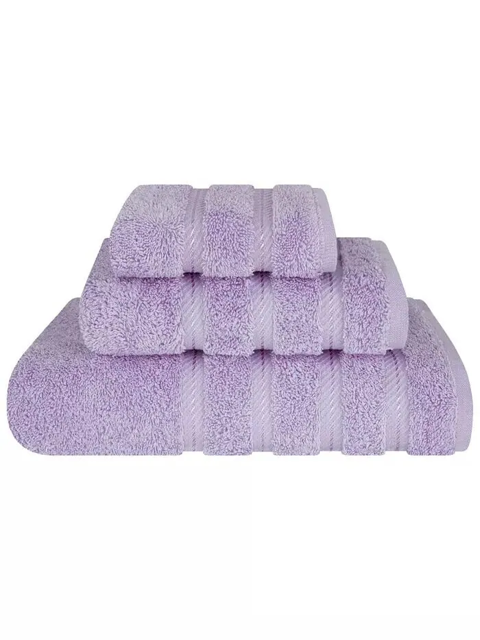 Набор банных полотенец American Soft Linen Edison Premium из 100% турецкого хлопка, 3 шт — изображение 1 из 5, фиолетовый