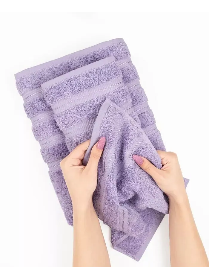 Набор банных полотенец American Soft Linen Edison Premium из 100% турецкого хлопка, 3 шт — изображение 3 из 5, фиолетовый