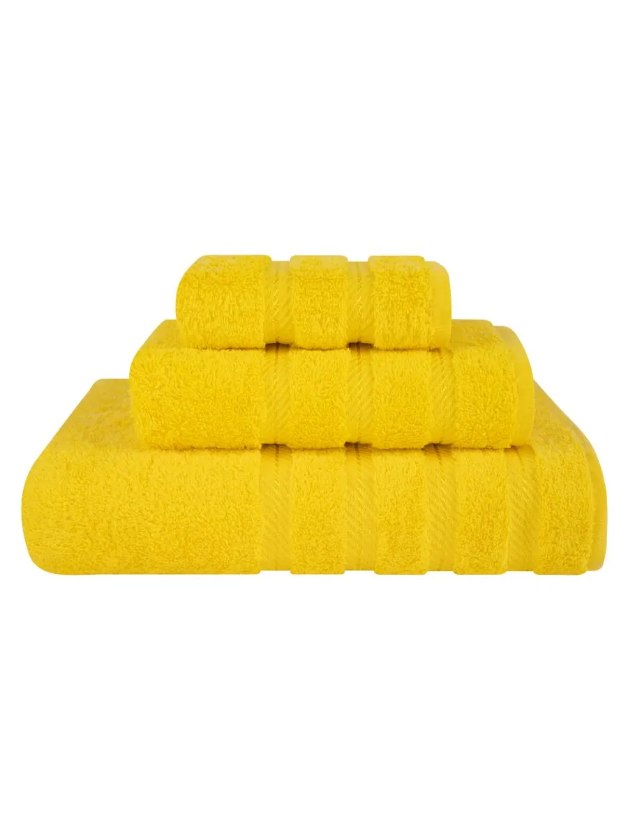 Набор из 3 банных полотенец Edison Premium из 100% турецкого хлопка American Soft Linen — изображение 1 из 5, желтый