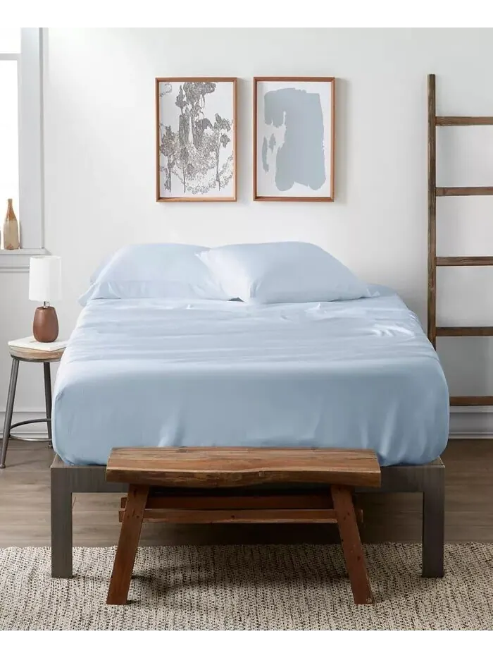 Роскошный комплект простыней из вискозы из бамбука ienjoy Home — изображение 2 из 7, светлый синий