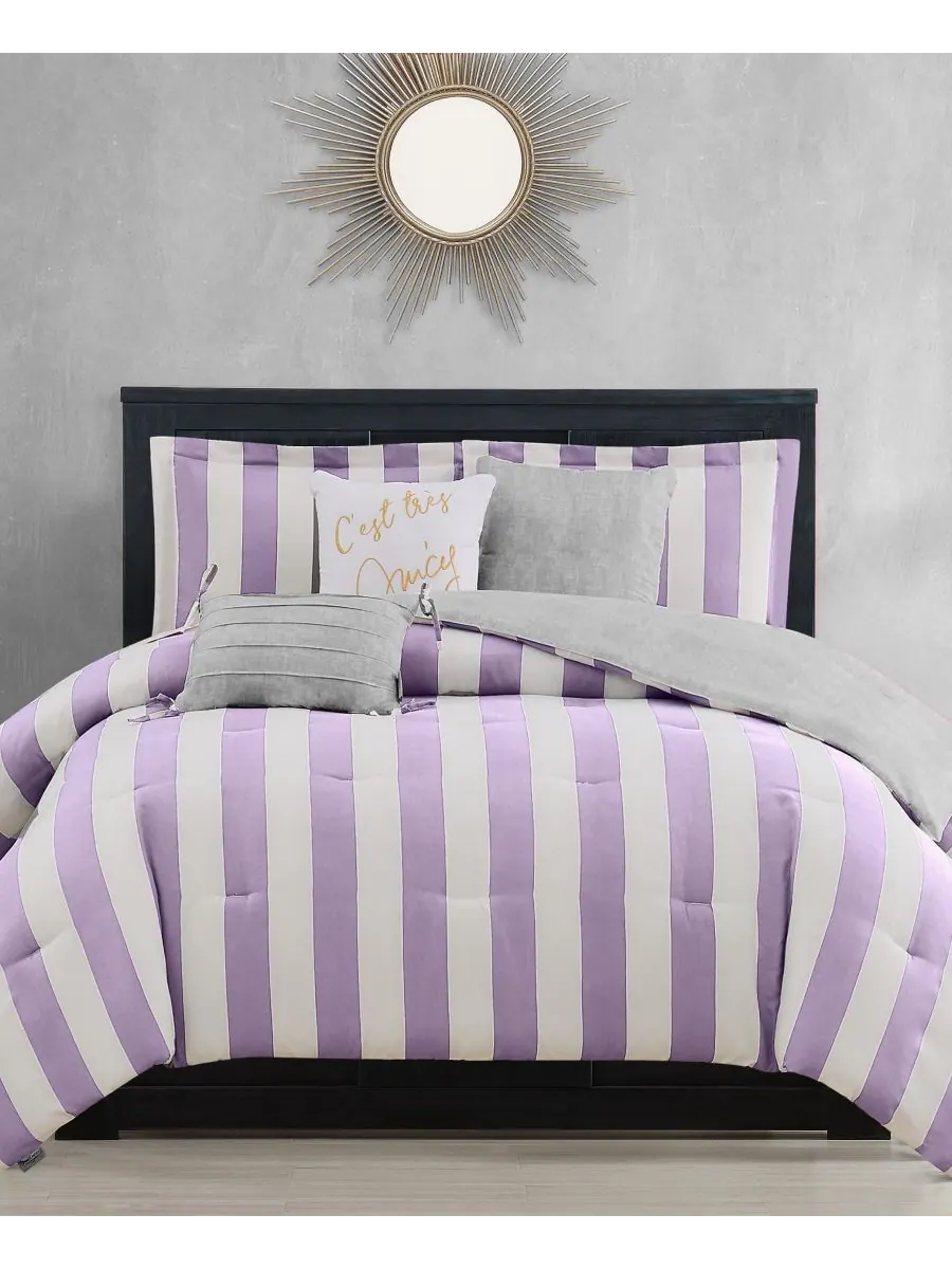 Двусторонний комплект постельного белья Cabana Stripe, 6 предметов, размер King Juicy Couture — изображение 1 из 7, белый