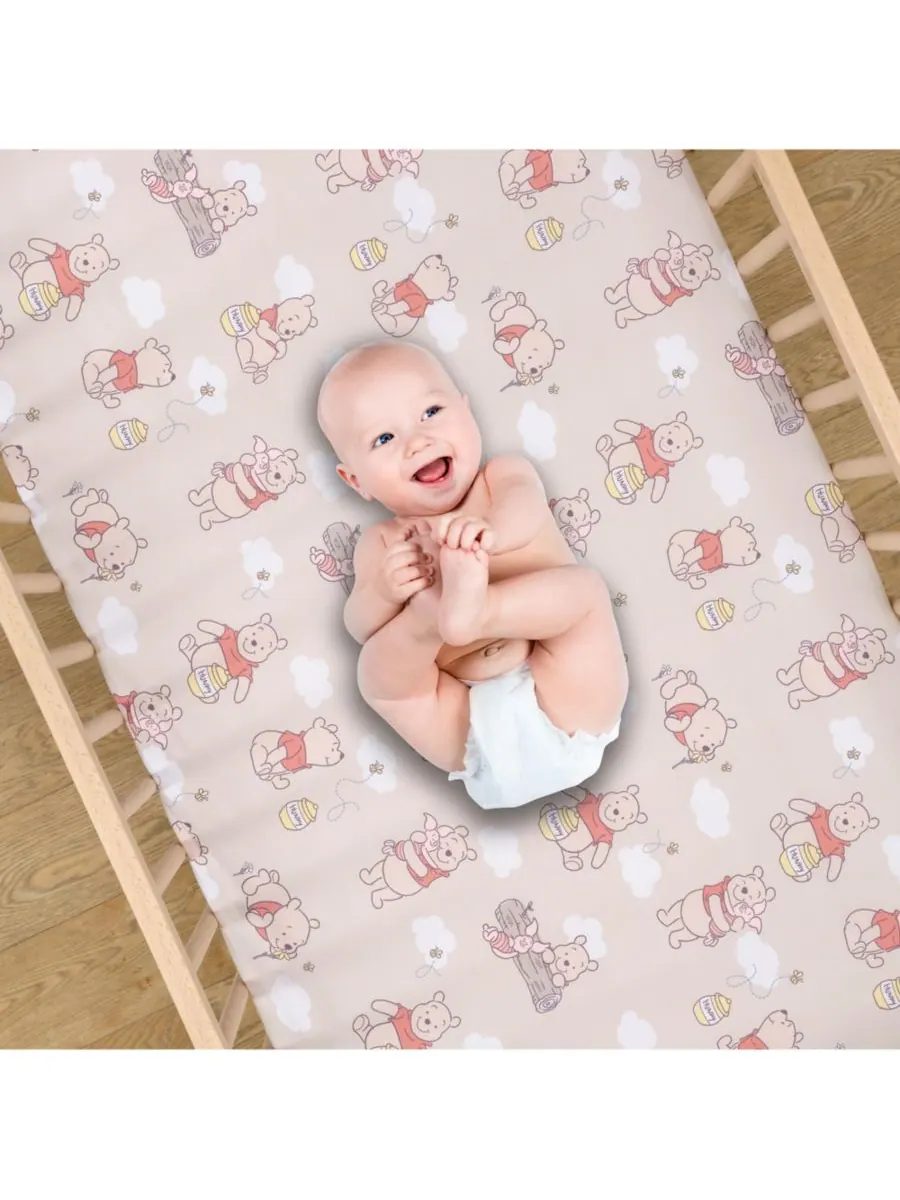 Простыня для детской кроватки Disney Baby Винни-Пух и друзья Bedtime Originals — изображение 3 из 5, бежевый