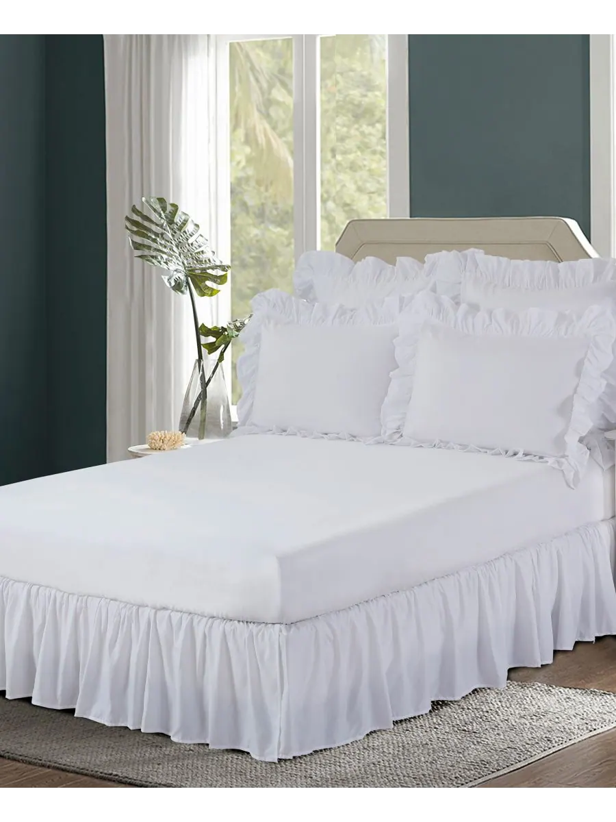 Покрывало для кровати с оборками, волшебное. Размер Twin Bed Maker's — белый