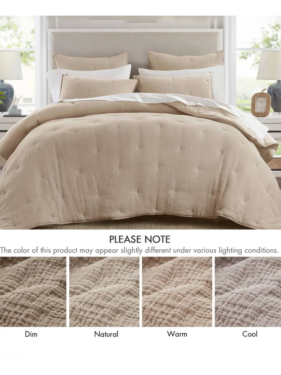 Комплект постельного белья Breeze Cotton с вышивкой, 3 предмета, размер Full/Queen Harbor House — изображение 6 из 10, тауп