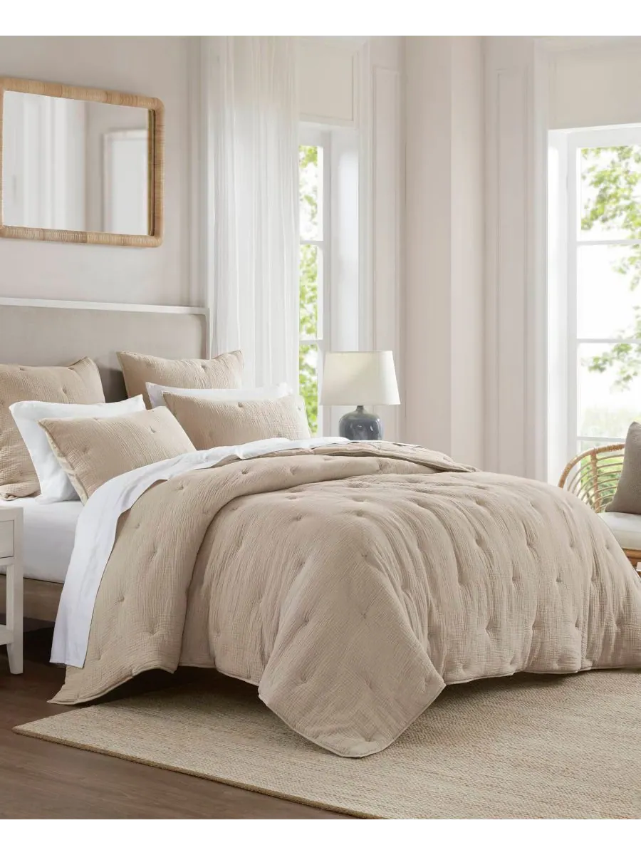 Комплект постельного белья Breeze Cotton с вышивкой, 3 предмета, размер Full/Queen Harbor House — изображение 9 из 10, тауп