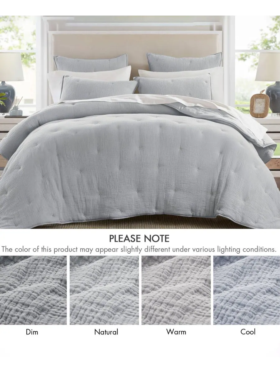 Комплект постельного белья Breeze Cotton с вышивкой, 3 предмета, размер Full/Queen Harbor House — изображение 6 из 10, синий