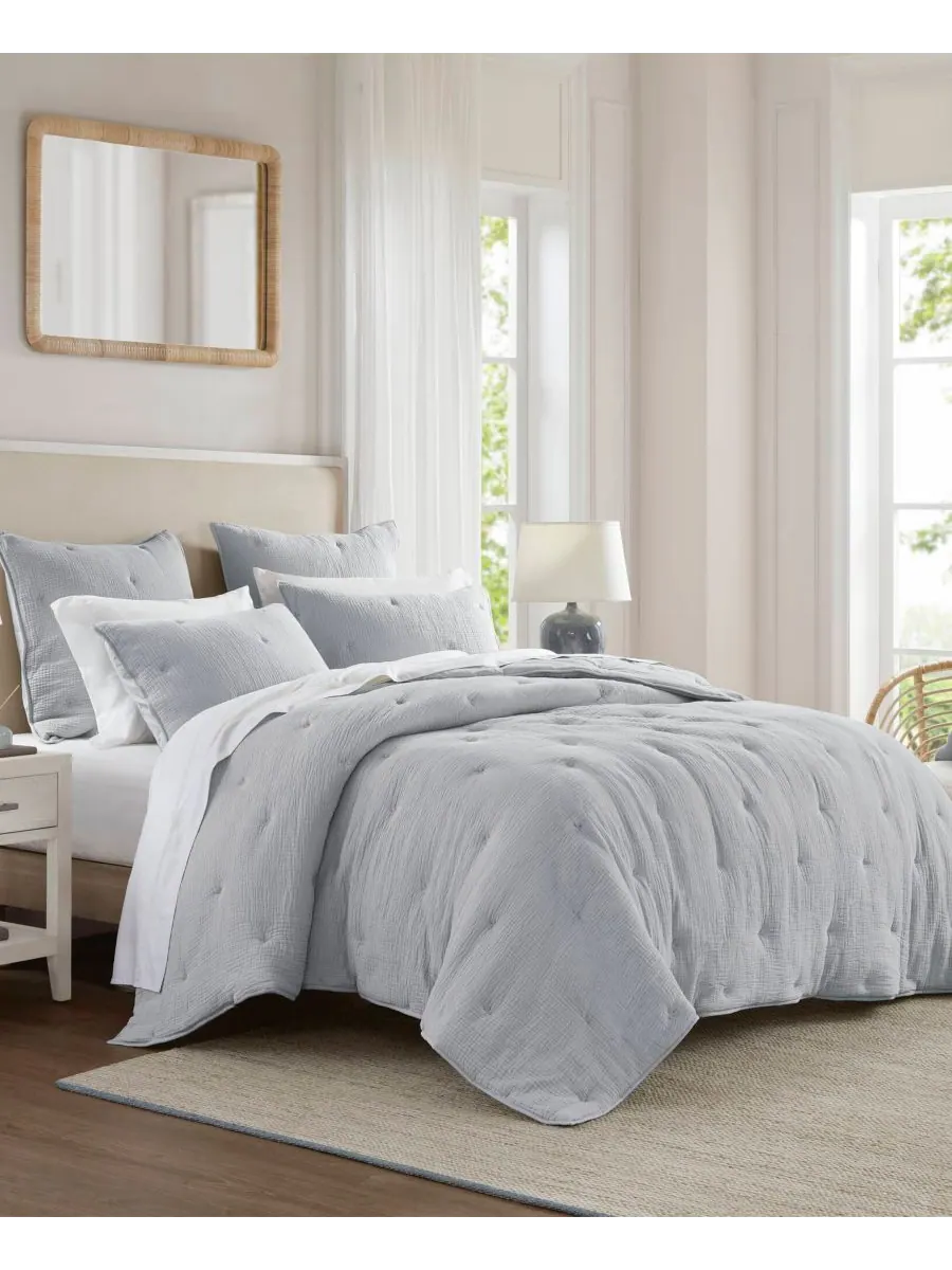Комплект постельного белья Breeze Cotton с вышивкой, 3 предмета, размер Full/Queen Harbor House — изображение 10 из 10, синий