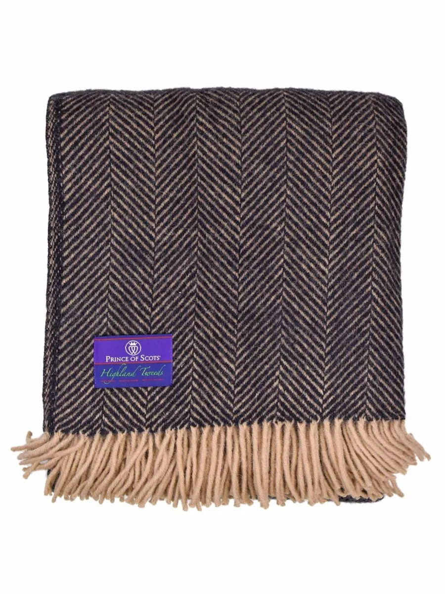 Большой плед из чистой шерсти с узором «елочка» от Highland Tweed, 144 x 183 см Prince of Scots