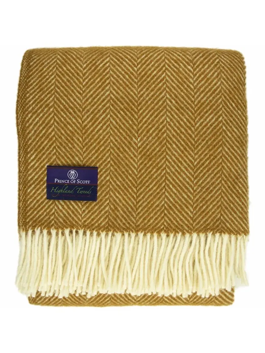 Большой плед из натуральной шерсти с узором «елочка» от Highland Tweed, 144 x 183 см Prince Of Scots