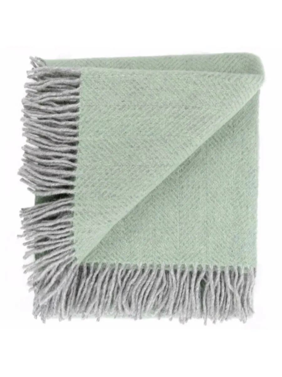 Большой плед из чистой шерсти с узором «елочка» от Highland Tweed, 144 x 183 см Prince of Scots — изображение 2 из 2, зеленый