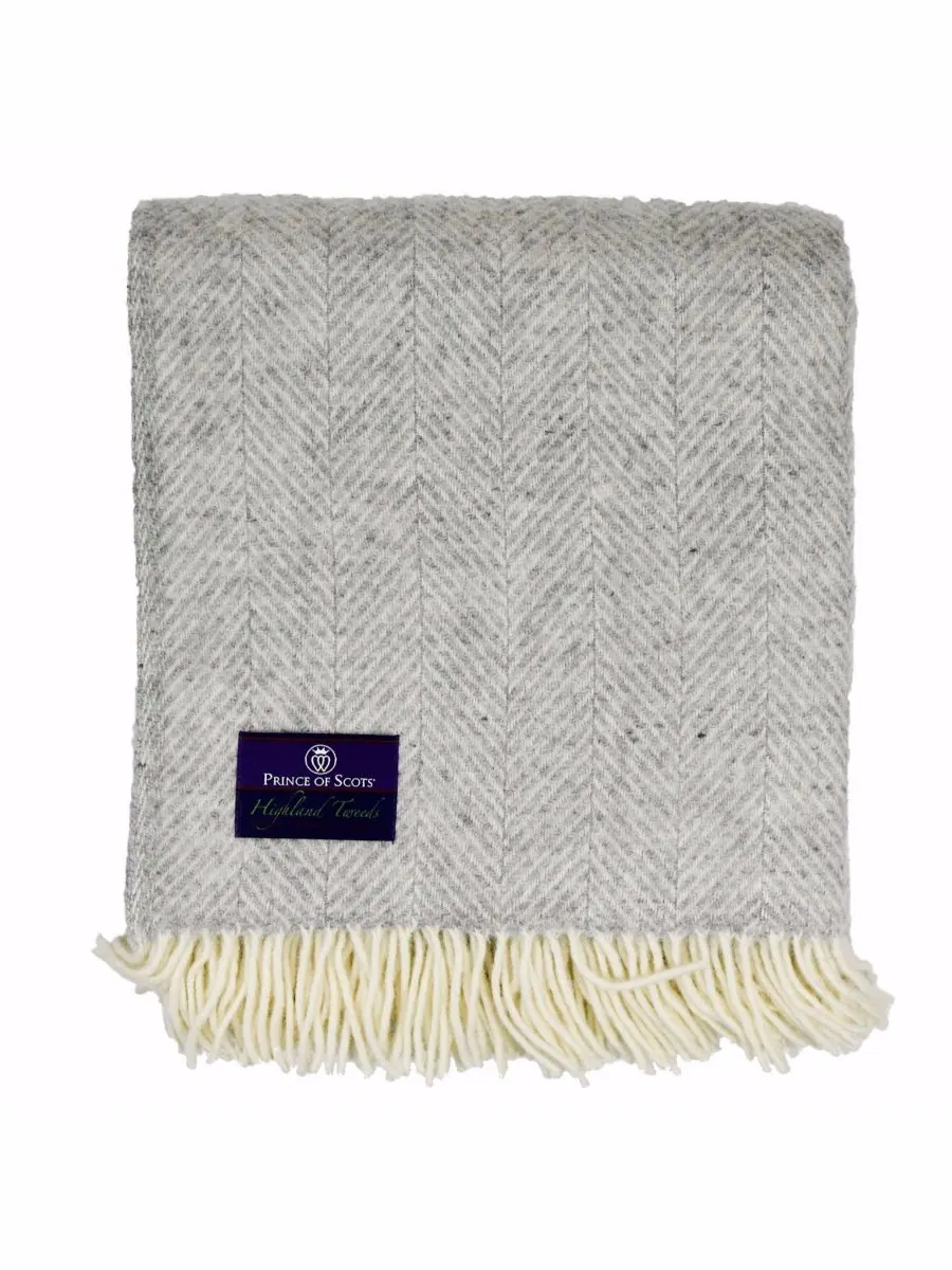 Большой плед из чистой шерсти с узором «елочка» от Highland Tweed, 144 x 183 см Prince of Scots