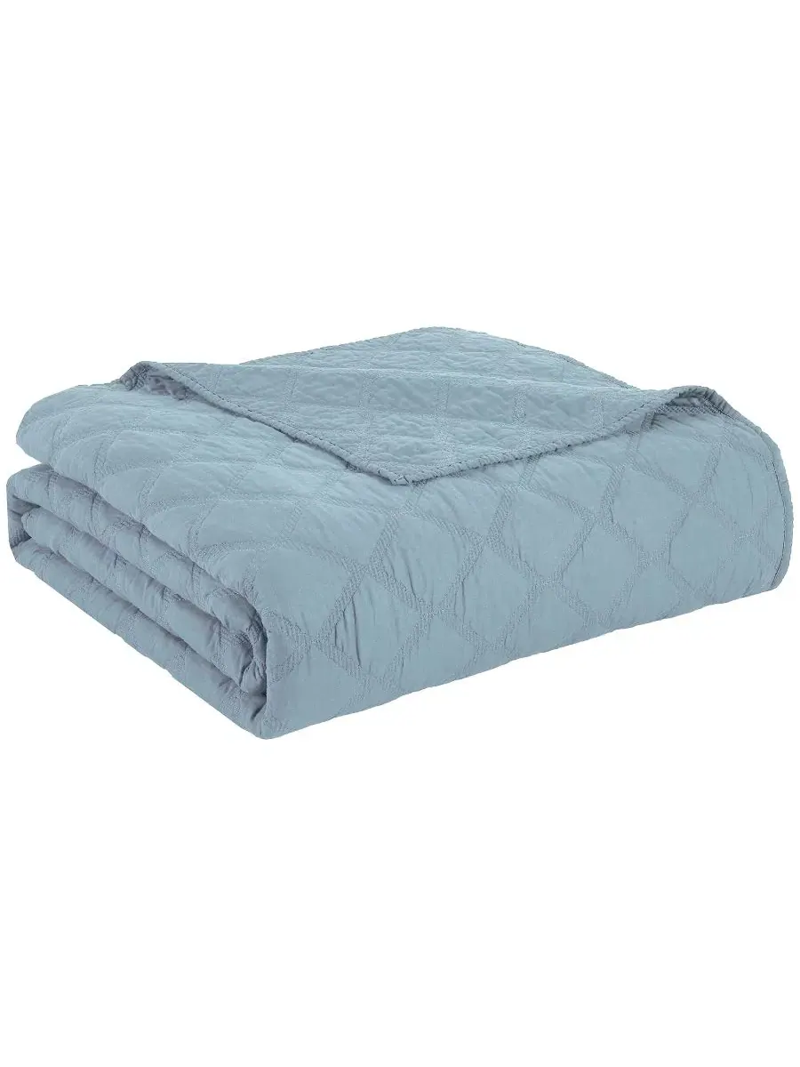 Комплект стеганого одеяла Diamond Cotton 3-Piece Quilt Set Anne Klein — изображение 4 из 5, голубой