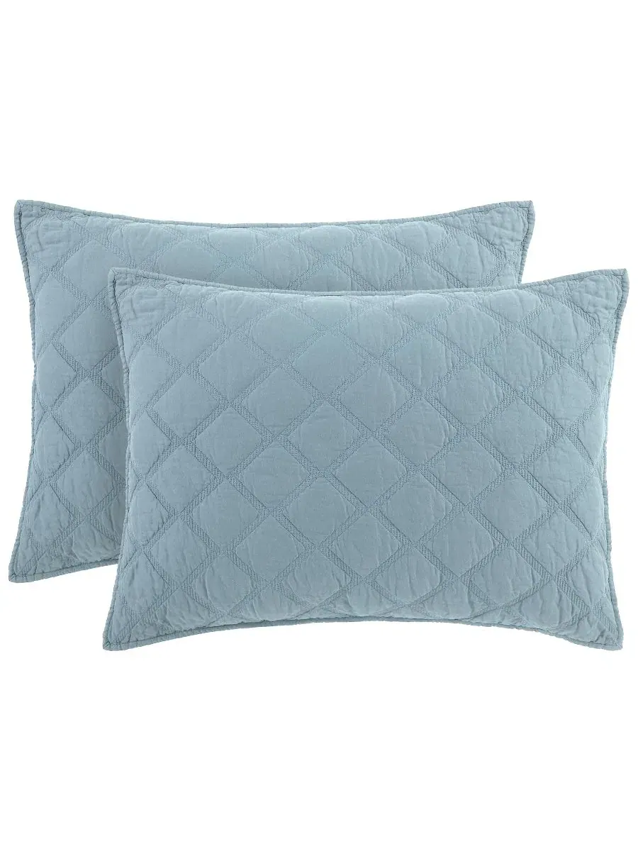 Комплект стеганого одеяла Diamond Cotton 3-Piece Quilt Set Anne Klein — изображение 5 из 5, голубой