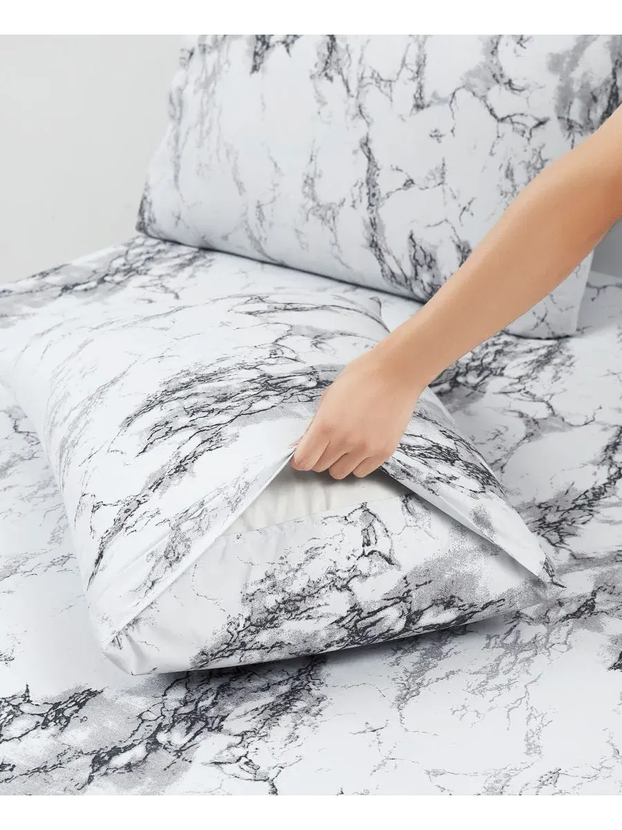Комплект постельного белья из микрофибры с принтом, 3 предмета, Twin Sweet Home Collection — изображение 3 из 5, серый